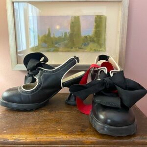 Fleuvog sling back, bow tie Mary Jane heels